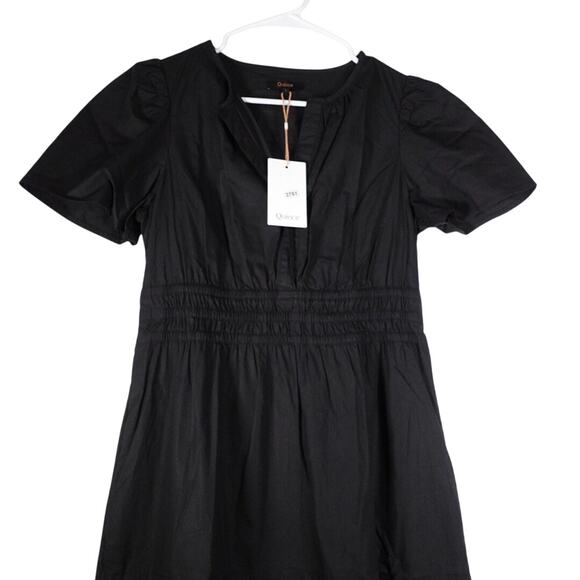 New Quince Womens Black Organic Cotton Tiered Maxi Dress Sz Small Boho 3761-5 - Picture 3 of 11